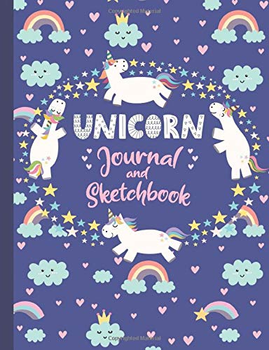 Unicorn Journal and Sketchbook: Journal and Notebook for Girls - Composition Size (7.5"x9.75") With Lined and Blank Pages. Perfect for Jou