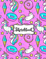 Sketchbook: Cute Unicorn Kawaii Sketchbook for Girls with 100+ Pages of 8.5"x11" Blank Paper for Drawing. Doodling or Learning to Draw ((S